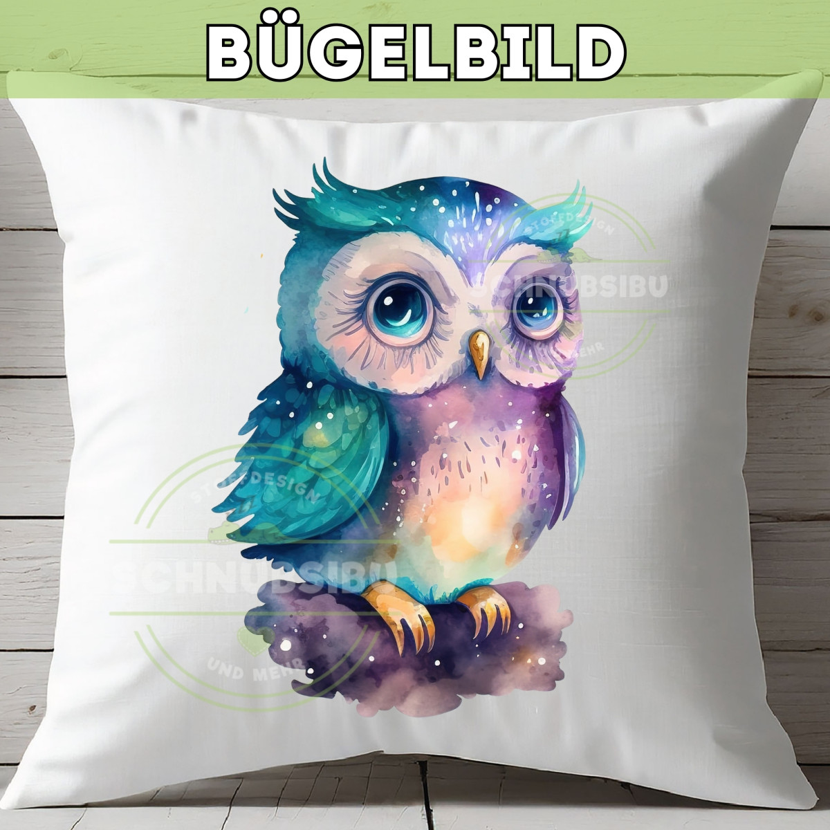 Bügelbild Eule lila